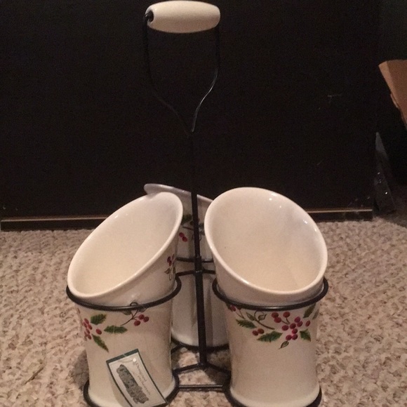 NWT Ceramic Buffet Silverware Caddy with Metal stand. - Picture 1 of 6